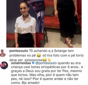 Internauta debocha de Solange Almeida e cantora revela deficiência