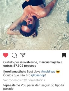 Fiorella Mattheis posa magérrima em foto de biquíni e Fernanda Paes Leme avisa: “Vou parar de te seguir”