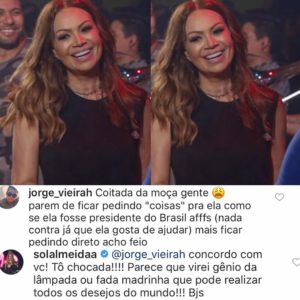 Sol Almeida reclama sobre pedidos de ajuda em suas redes sociais