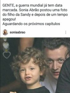 Sonia Abrão posta foto do filho de Sandy e em seguida apaga