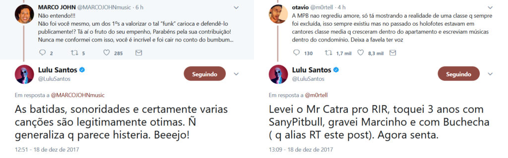 Respostas de Lulu Santos ao tweet polêmico