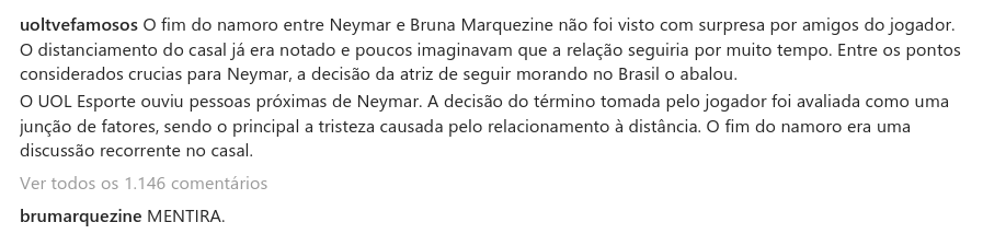 Bruna Marquezine desmente afirmações de fontes próximas a Neymar
