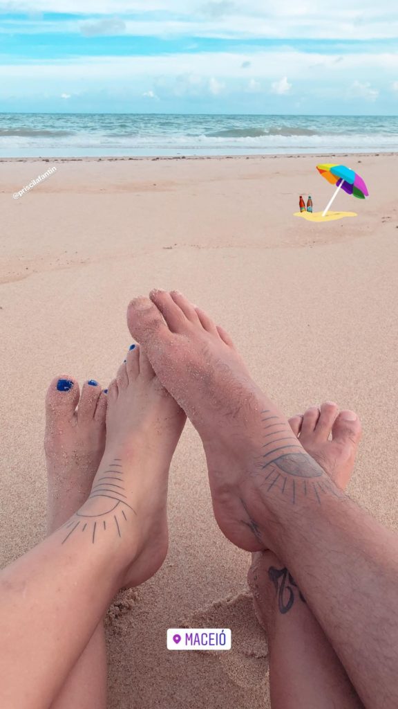 Bruno Lopes e Priscila Fantin exibem tatuagens iguais