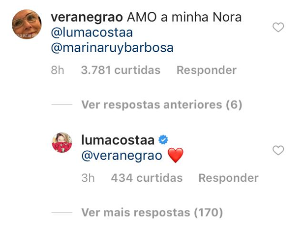 Vera Negrão manda recado a Marina Ruy Barbosa