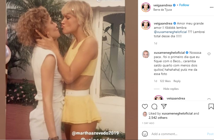 Xuxa responde post de Andrea Veiga