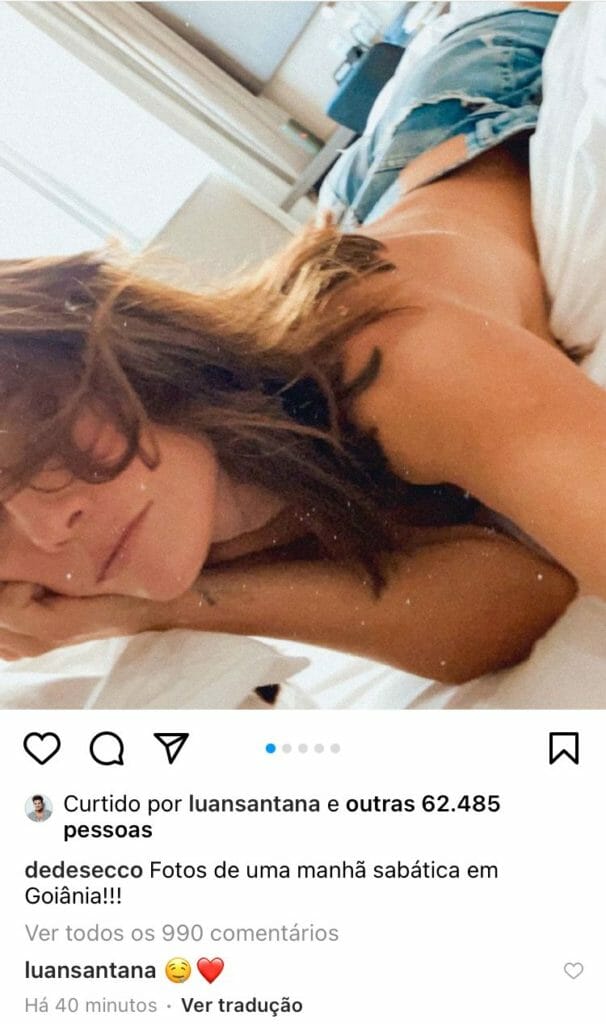 Deborah Secco posa de topless e ganha comentário de Luan Santana (Foto: Reprodução/Instagram)