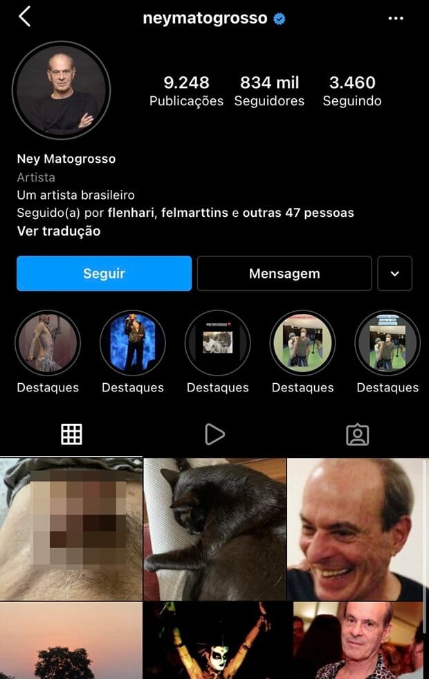 Ney Matogrosso postou nude no Instagram (Foto: Reprodução/Instagram)