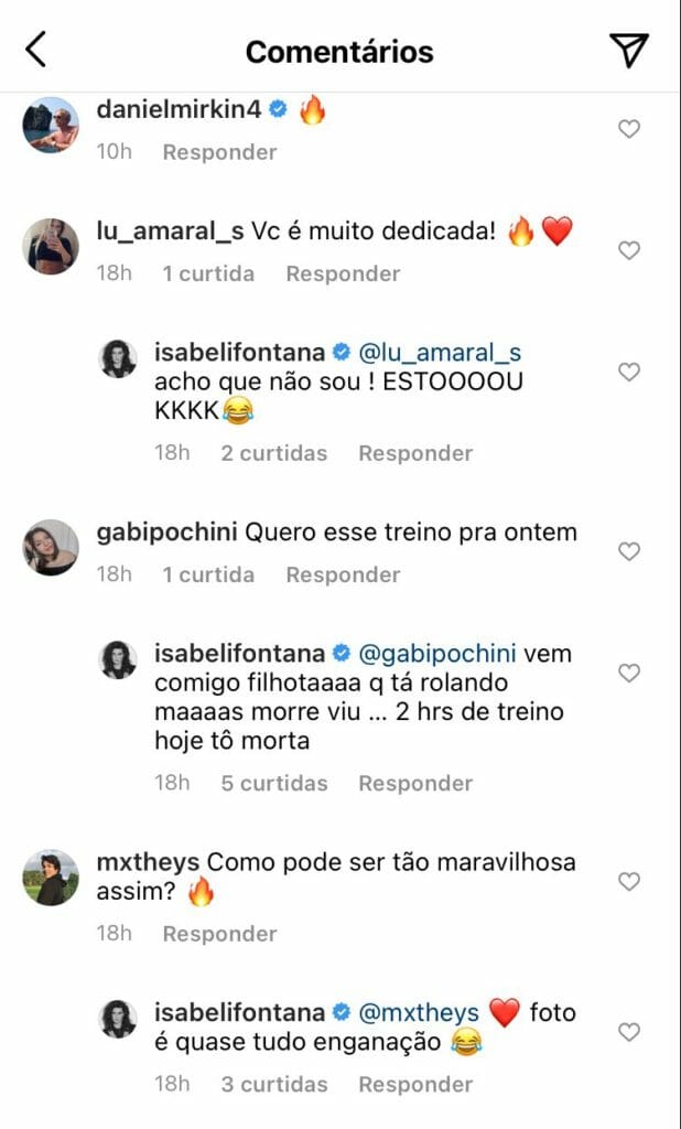 Isabeli Fontana responde comentários em publicação (Foto: Reprodução/Instagram)