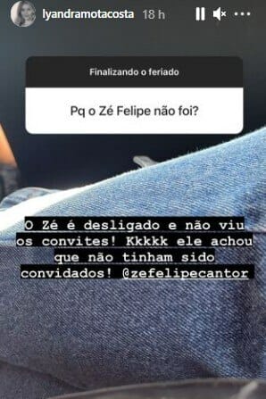 Lyandra Costa explica ausência do primo Zé Felipe em seu noivado (Foto: Reprodução/Instagram)