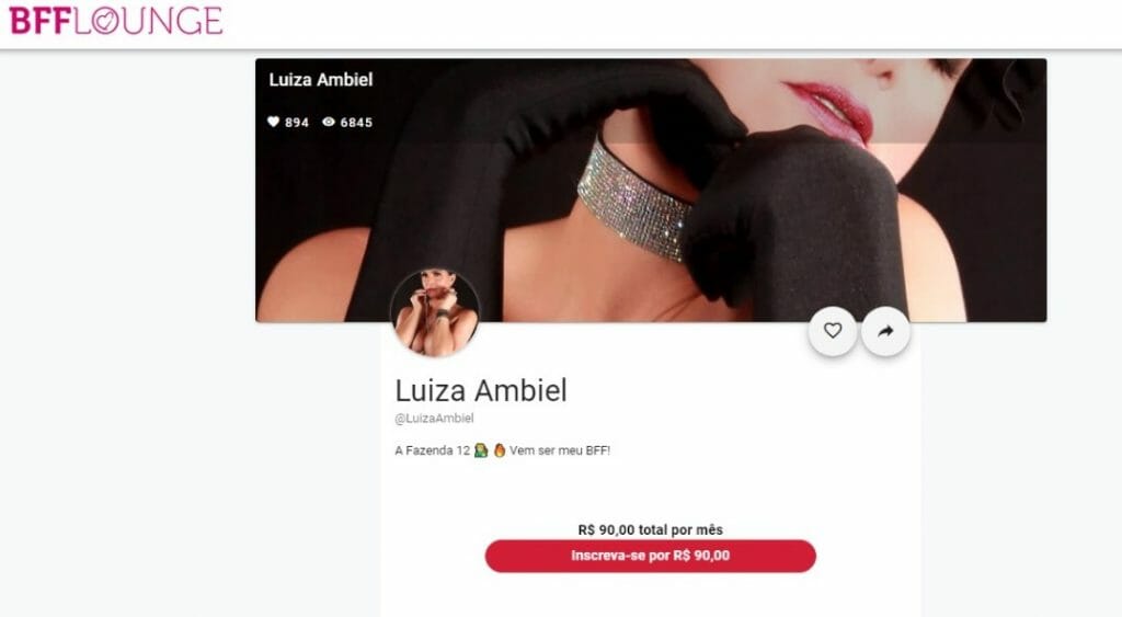 Perfil de Luiza Ambiel em rede social erótica (Foto: Reprodução)