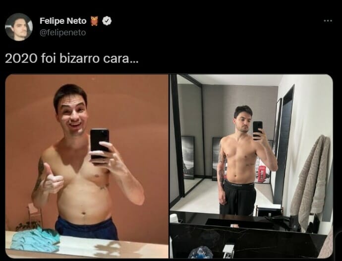 Felipe Neto mostra seu antes e depois (Foto: Reprodução/Twitter)