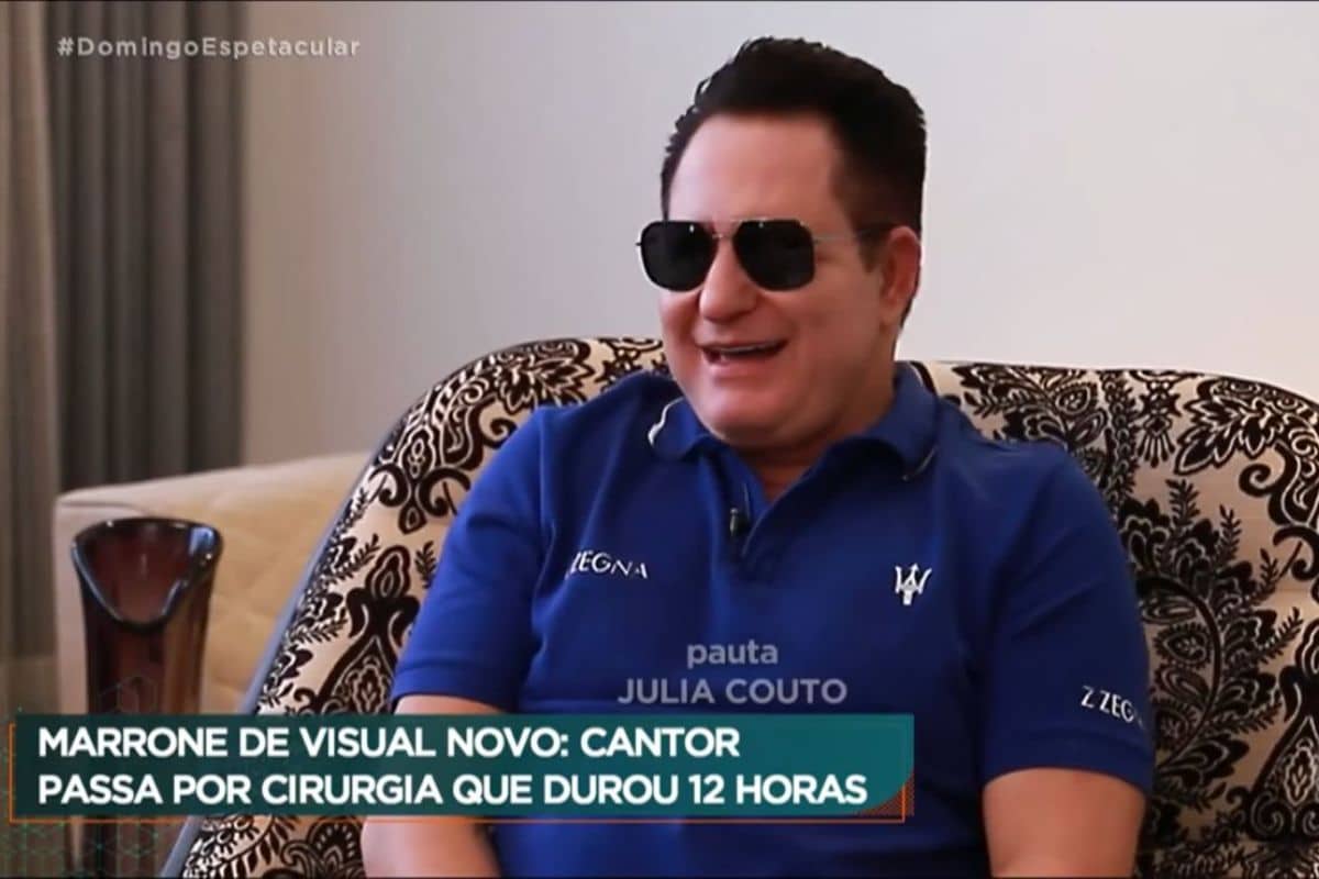 Cantor Marrone em entrevista (Foto: Reprodução/Record TV)
