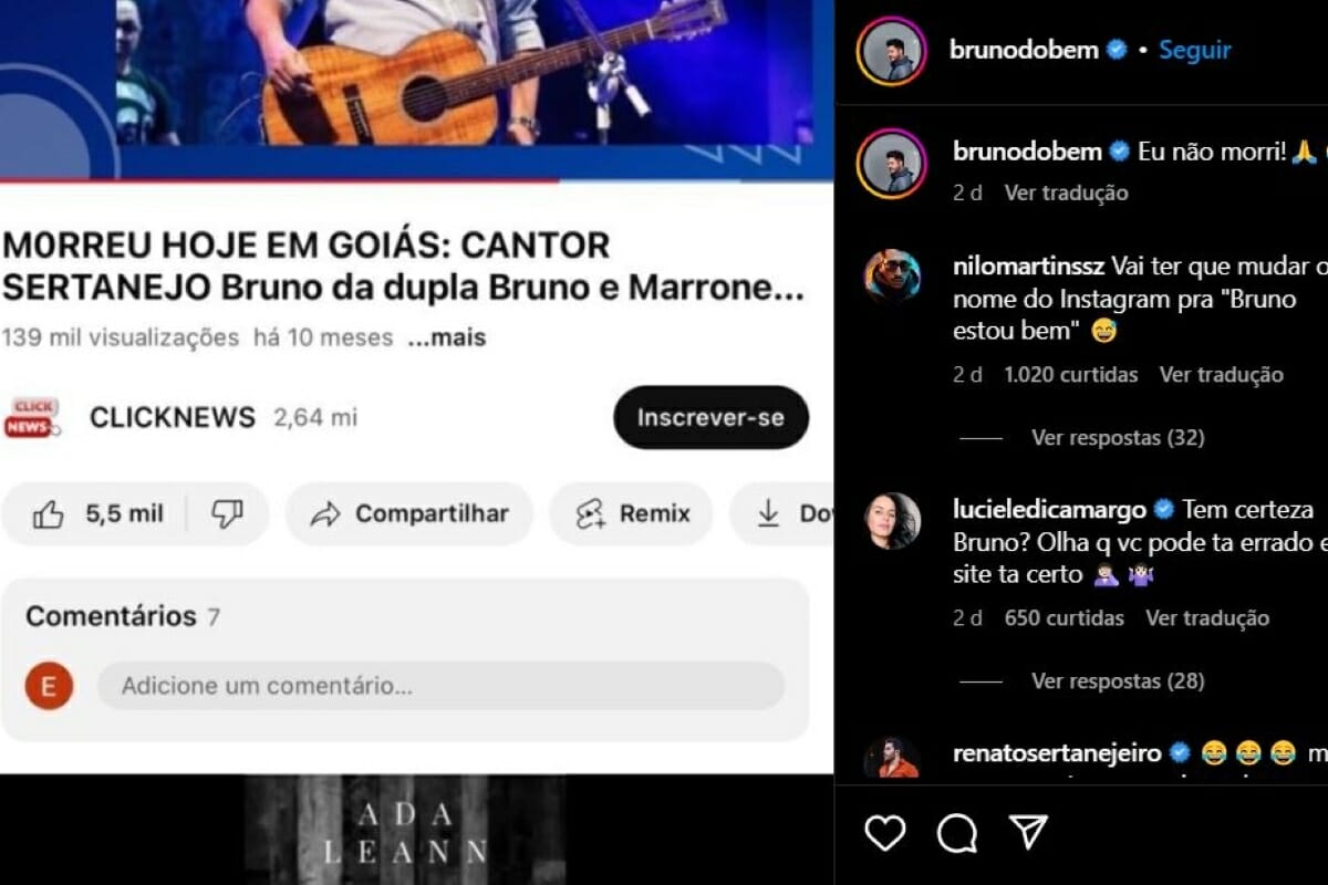 Bruno se manifesta após rumor na internet (Foto: Reprodução/Instagram)