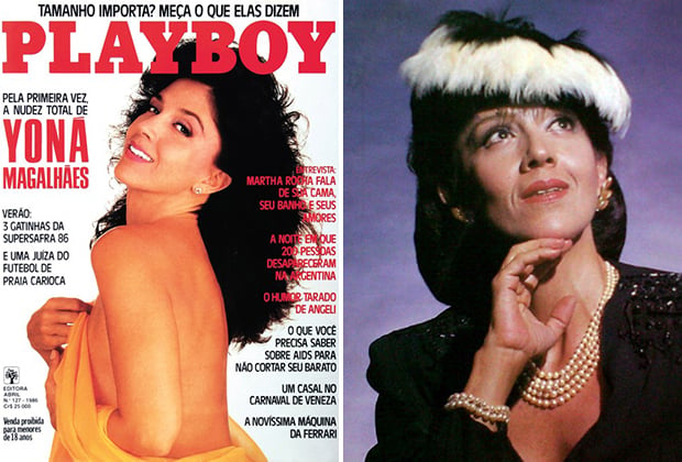 A atriz Yoná Magalhães foi a primeira famosa a posar pelada para a Playboy aos 50 anos de idade